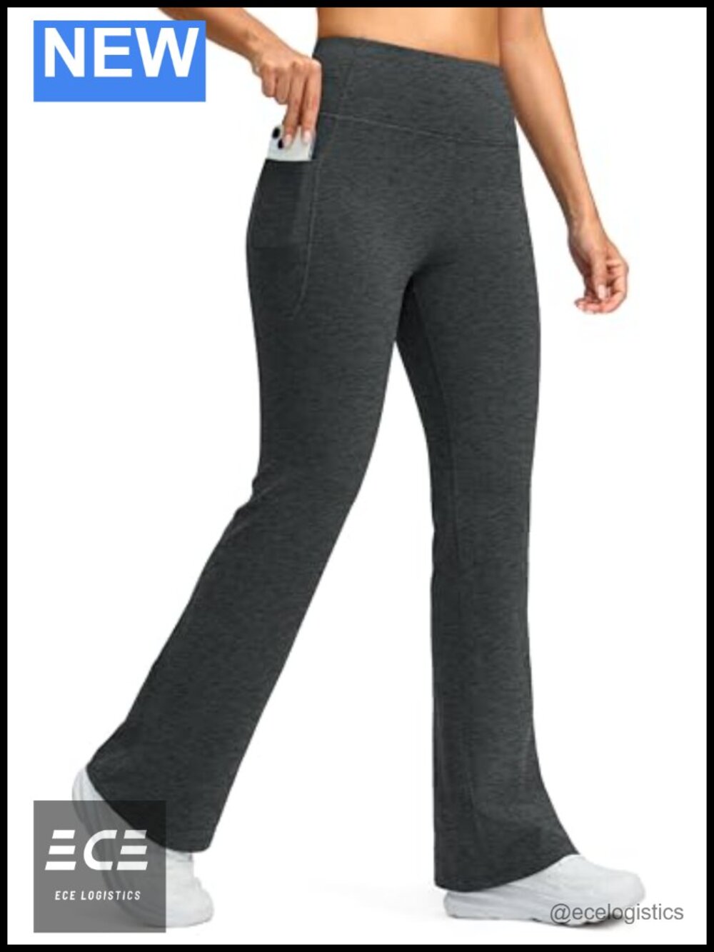 Fleece Lined High Waist Flare Leggings Thermal Yoga Pants with Pockets